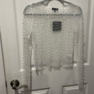 Starlow Pearls Sheer Top